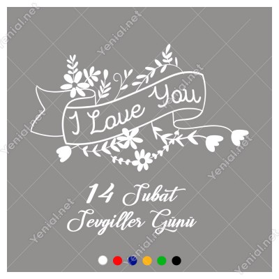 14 Şubat Sevgililer Günü için Çiçekler İçinde Kalp Sticker