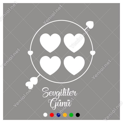 14 Şubat Sevgililer Yuvarlağın İçinde Kalpler Olan ve Ok Sticker 14 Şubat Sevgililer Yuvarlağın İçinde Kalpler Olan ve Ok Sticker