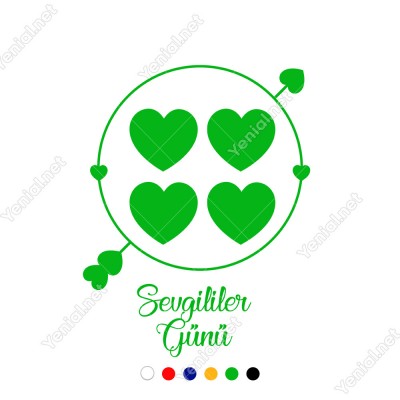 14 Şubat Sevgililer Yuvarlağın İçinde Kalpler Olan ve Ok Sticker 14 Şubat Sevgililer Yuvarlağın İçinde Kalpler Olan ve Ok Sticker