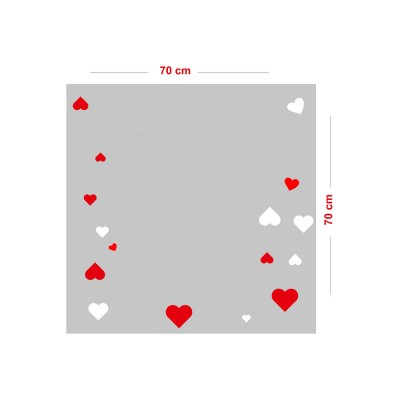 Etrafa Saçılmış Kalpler 14 Şubat Sevgililer Günü Cam Vitrin Oda Stickerı 70cm