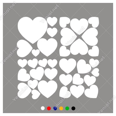 Farklı Ebat ve Ölçülerde Kalp Sticker Çıkartma