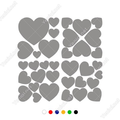 Farklı Ebat ve Ölçülerde Kalp Sticker Çıkartma