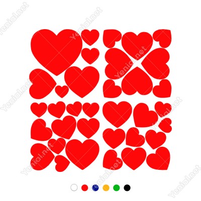 Farklı Ebat ve Ölçülerde Kalp Sticker Çıkartma