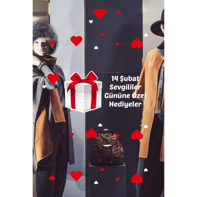 Hediye Kutusu 14 Şubat Sevgililer Gününe Özel Hediyeler Vitrin Süsleme Stickerı 70cm