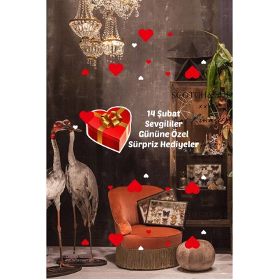 Kalp Kutusu 14 Şubat Sevgililer Gününe Özel Sürpriz Hediyeler Vitrin Dükkan Cam Süsleme Stickerı 70cm