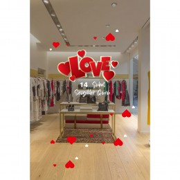 Kalp Love 14 Şubat Sevgililer Günü Cam Vitrin Oda Stickerı 70cm