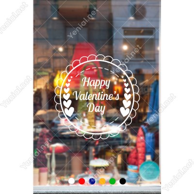 Sevgililer Günü Çerçeve İçinde Valentine’s Day ve Kalpler Sticker