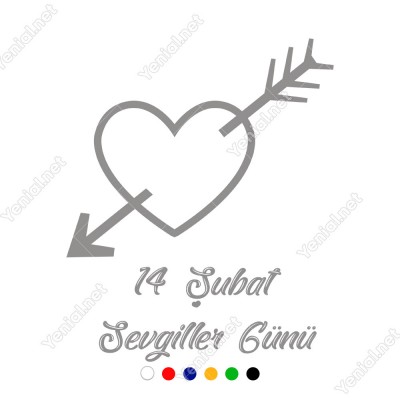 Sevgililer Günü İçinden Ok Geçmiş Kalp Sticker