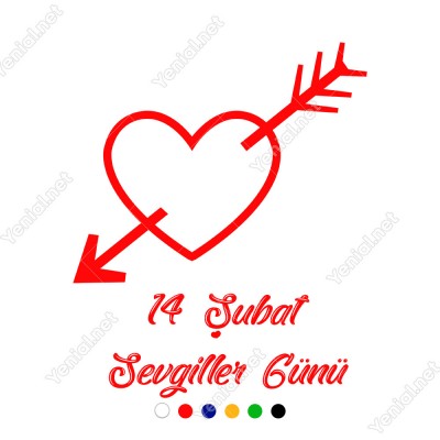Sevgililer Günü İçinden Ok Geçmiş Kalp Sticker