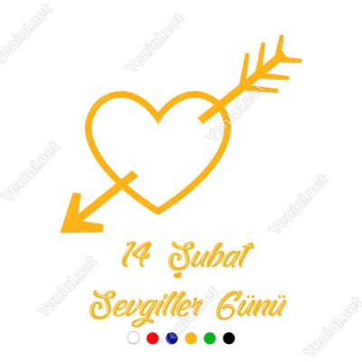 Sevgililer Günü İçinden Ok Geçmiş Kalp Sticker