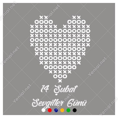 Sevgililer Günü XOX Oyunu Şeklinde Kalp Sticker Sevgililer Günü XOX Oyunu Şeklinde Kalp Sticker