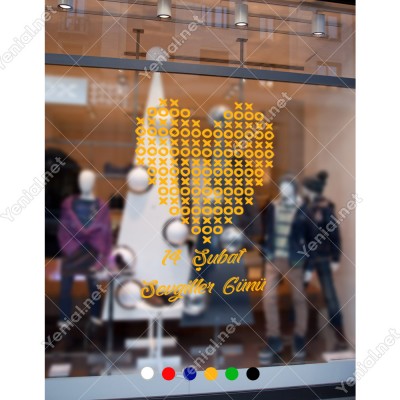 Sevgililer Günü XOX Oyunu Şeklinde Kalp Sticker Sevgililer Günü XOX Oyunu Şeklinde Kalp Sticker