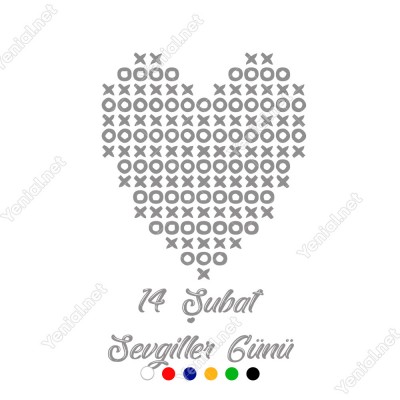 Sevgililer Günü XOX Oyunu Şeklinde Kalp Sticker Sevgililer Günü XOX Oyunu Şeklinde Kalp Sticker
