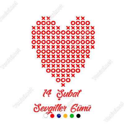 Sevgililer Günü XOX Oyunu Şeklinde Kalp Sticker