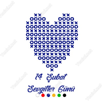 Sevgililer Günü XOX Oyunu Şeklinde Kalp Sticker