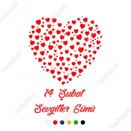 Sevgililer Gününe Özel Küçüklü Büyüklü Kalpler Sticker