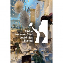 8 Mart Kadınlar Günü İndirimleri Başladı Yazısı Cam Vitrin Sticker 60cm