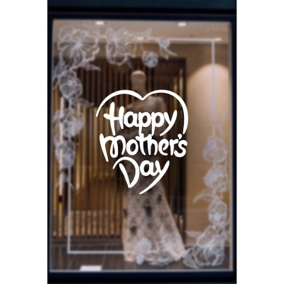 Mother Day ve 8 Mart Kadınlar Günü Kutlu Olsun Yazısı Cam Vitrin Sticker 60cm