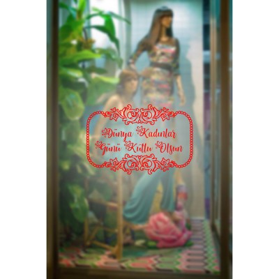 Noktalı Taç ve 8 Mart Kadınlar Günü Kutlu Olsun Yazısı Cam Vitrin Stickerı 60cm