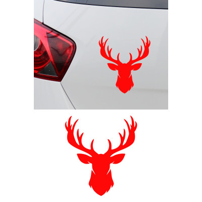 Boynuzlu Geyik Sticker - Araç Cam Sticker - Geyik Oto Sticker 14x15cm