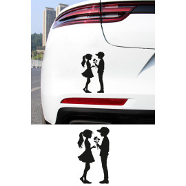 Sevgili Oto Sticker - Çift Silüet Araba Sticker - Çift Sticker - Motor Kask Sticker 8x15cm