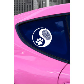 Yin Yang Pati Oto Sticker - Pati ve Parmak İzi Araba Sticker 15x15cm