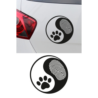 Yin Yang Pati Oto Sticker - Pati ve Parmak İzi Araba Sticker 15x15cm