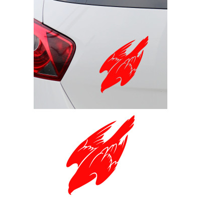 Uçan Kartal Oto Sticker - Kartal Silüet Sticker - Araba Motor Aksesuar 13x15cm