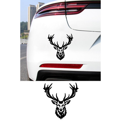 Geyik Oto Sticker - Boynuzlu Geyik Araba Sticker - Doğa Sever Sticker 14x15cm