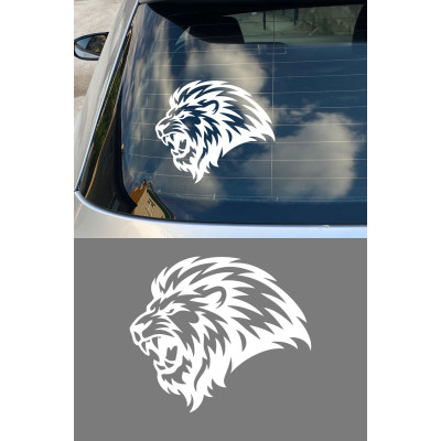 Kral Aslan Oto Sticker - Kükreyen Aslan Başı Araba Sticker - Araba Aksesuar 15x13cm