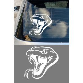 Yılan Oto Sticker - Agresif Kobra Araç Cam Sticker - Araba Motor Kask Sticker 15x14cm