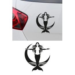 Denizkızı Sticker - Ay İçinde Denizkızı Oto Sticker - Araba Motor Sticker 13x15cm
