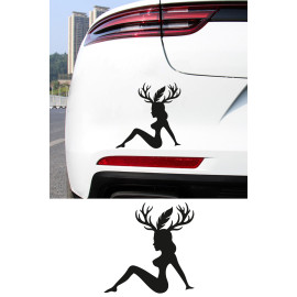 Geyik Kadın Sticker - Araba Motor Sticker - Kask Sticker 15x15cm