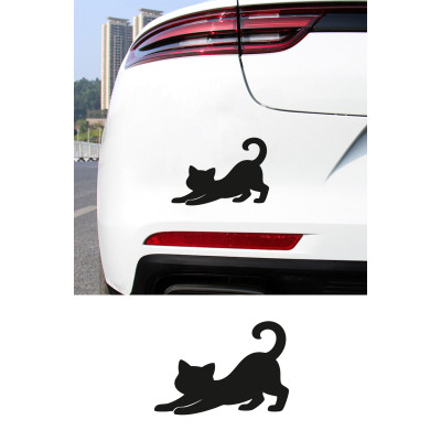 Esneyen Kedi Sticker - Kedi Araba Sticker - Minimal Kedi Oto Sticker 15x10cm