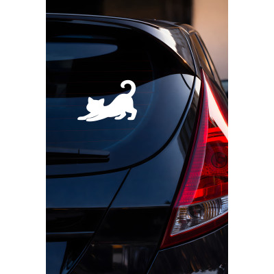 Esneyen Kedi Sticker - Kedi Araba Sticker - Minimal Kedi Oto Sticker 15x10cm
