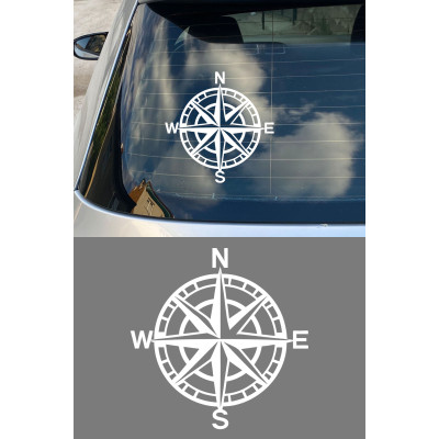 Pusula Sticker - Yön Pusulası Oto Sticker - Araba Motor Sticker 15x15cm