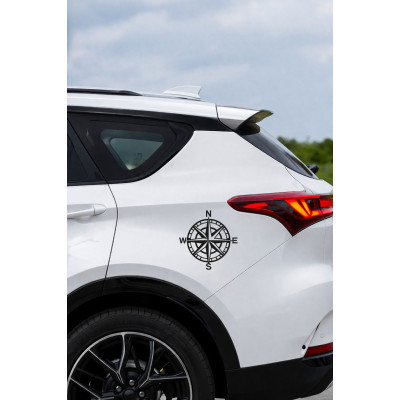 Pusula Sticker - Yön Pusulası Oto Sticker - Araba Motor Sticker 15x15cm