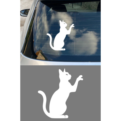 Kedi Sticker - Araba Sticker - Kedi Siluet Oto Sticker 14x15cm