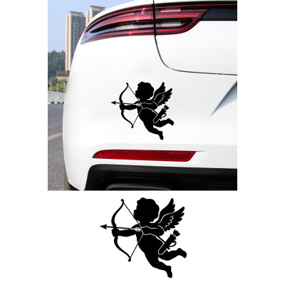 Aşk Meleği Araba Sticker - Ok Yayan Melek Oto Sticker - Araç Sticker 15x14cm