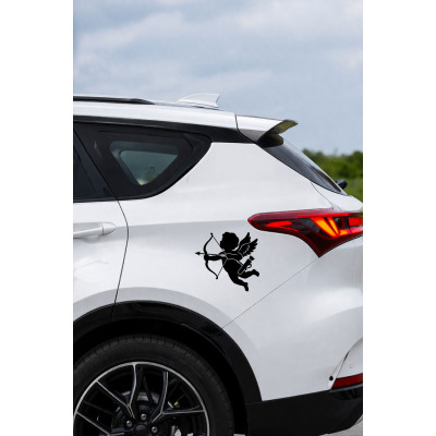 Aşk Meleği Araba Sticker - Ok Yayan Melek Oto Sticker - Araç Sticker 15x14cm