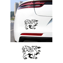 Ejderha Sticker - Ateş Püsküren Ejderha Oto Sticker - Araba Motor Kask Sticker 15x11cm