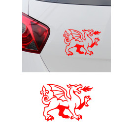 Ejderha Sticker - Ateş Püsküren Ejderha Oto Sticker - Araba Motor Kask Sticker 15x11cm