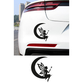 Peri Sticker - Ay Üstünde Peri Oto Sticker - Araba Motor Aksesuar Sticker 12x15cm