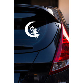 Peri Sticker - Ay Üstünde Peri Oto Sticker - Araba Motor Aksesuar Sticker 12x15cm