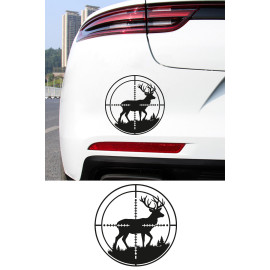 Geyik Nişangah Sticker - Avcı Oto Sticker - Geyik Araç Sticker 15x15cm