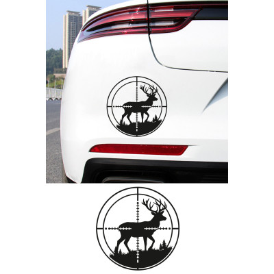 Geyik Nişangah Sticker - Avcı Oto Sticker - Geyik Araç Sticker 15x15cm