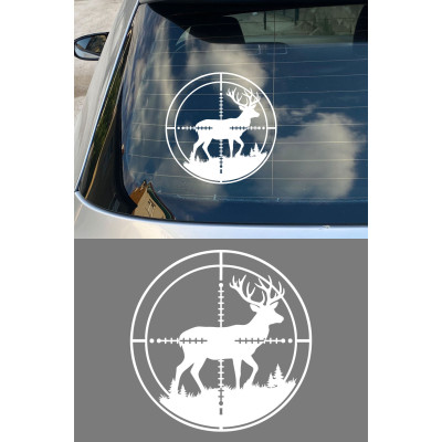 Geyik Nişangah Sticker - Avcı Oto Sticker - Geyik Araç Sticker 15x15cm