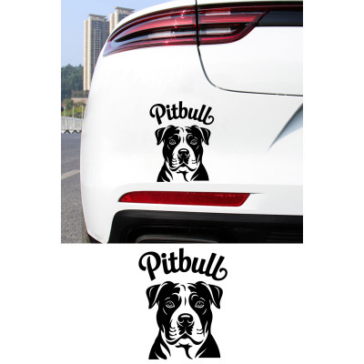 Pitbull Yazılı Sticker - Pitbull Köpeği Araba Sticker - Pitbull Logo Oto Sticker 12x15cm