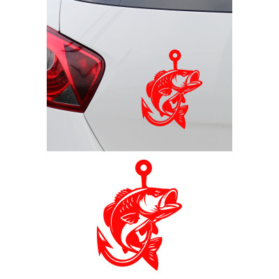 Balık Kanca Sticker - Balıkçı Araba Sticker - Olta Balık Oto Sticker 12x15cm