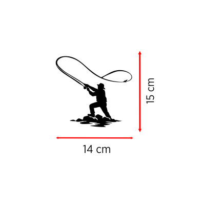 Olta Atan Adam Oto Sticker - Balıkçı Sticker - Araba Sticker 14x15cm